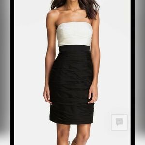 Monique Lhuillier bridesmaid dress, black and white, size 0